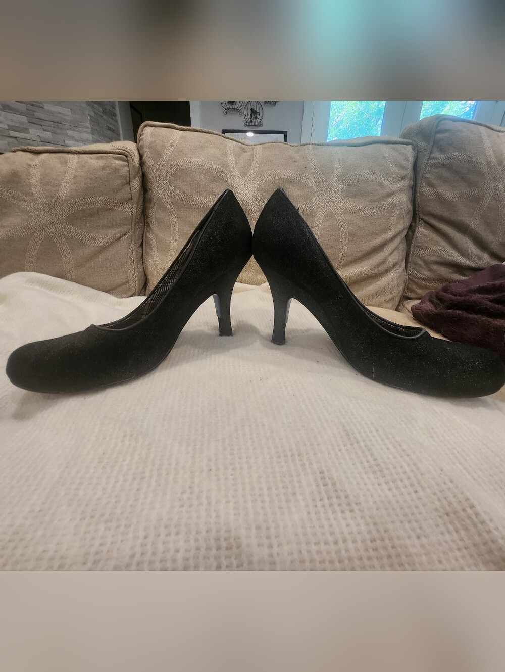 Irregular Choice Black Glitter Round-Toe Pumps Sz 9 - Picture 2 of 5
